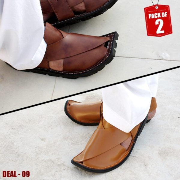 DEAL-09-peshawari-sandal-charsadda-chappal-kheri-deal-buy-1-get-1-free-pure leather-getitpk