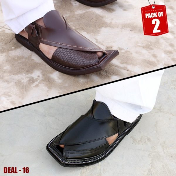 DEAL-16-peshawari-sandal-charsadda-chappal-kheri-deal-buy-1-get-1-free-pure leather-getitpk